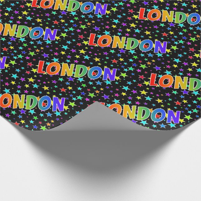 Papel De Presente Nome do Arco-Íris "LONDON" + Estrelas (Ponta)
