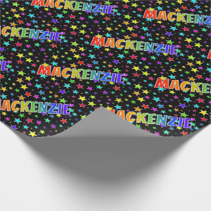 Papel De Presente Nome do Arco-Íris "MACKENZIE" + Estrelas