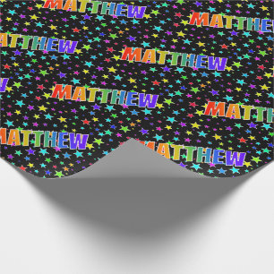 Papel De Presente Nome do arco-íris "MATTHEW" + estrelas