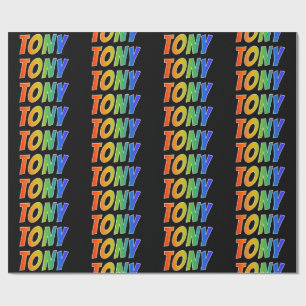 Papel De Presente Nome do Arco-Íris "TONY"; Divertido e colorido