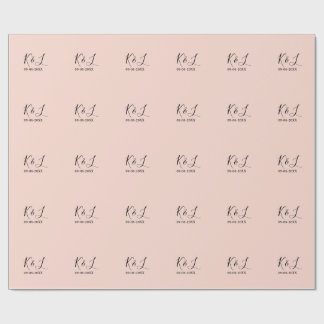 Papel De Presente nome do casal de casamento letra data fundo pastel