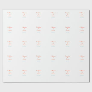 PAPEL DE PRESENTE NOME DO CASAL PEACH GREEN DATA CASAMENTO ROMÂNTICO