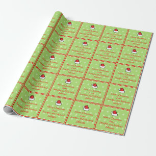 Papel De Presente Nome do costume do chapéu do papai noel dos floco