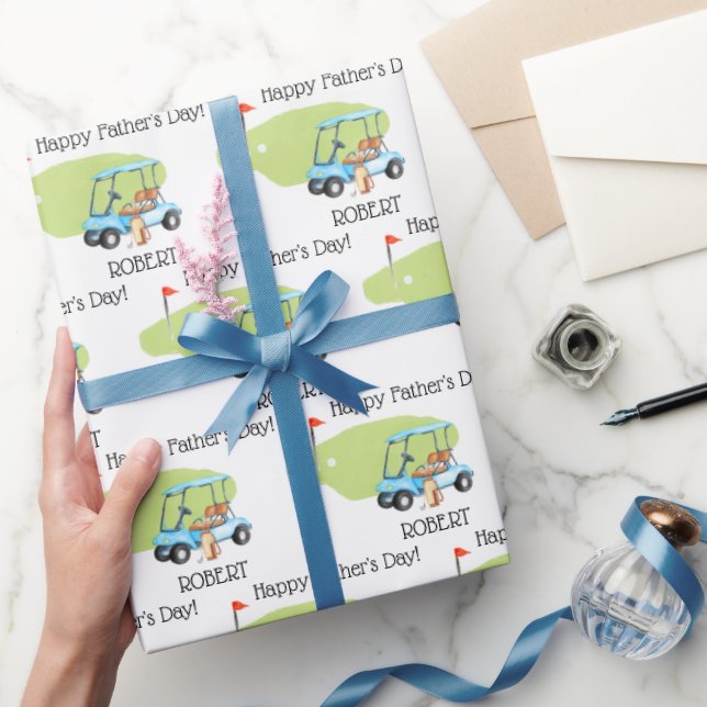 Papel De Presente Nome do Dia de os pais Golf Personalizado (Presentear)