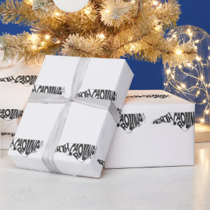 Papel De Presente Nome do Estado da Carolina do Norte - Word Art Bla