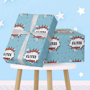 Papel De Presente Nome do menino da bolha de fala de história em qua