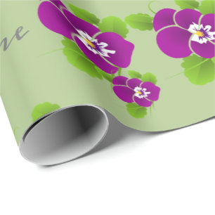 Papel De Presente Nome do Monograma Floral Roxo Havaiano