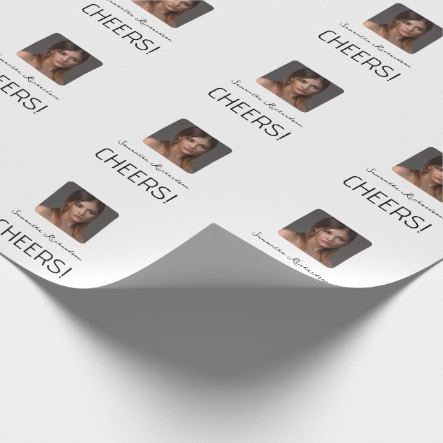 Papel De Presente Nome do Script de Foto Branco Elegante (Ponta)