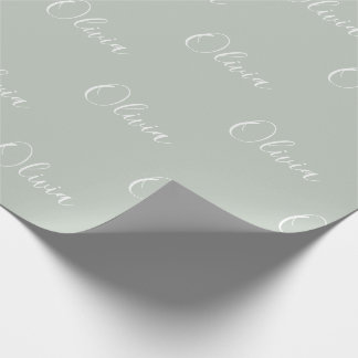 Papel De Presente Nome do Script Pastel Personalizado do Sage Modern