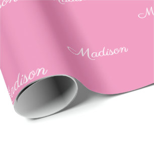 Papel De Presente Nome do script personalizado Texto branco cor-de-r