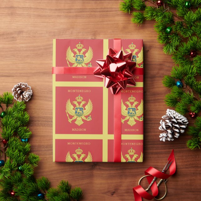 Papel De Presente Nome e texto personalizados Montenegro (Presente de Natal)