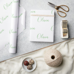 Papel De Presente Nome Elegante do Verde limão Personalizado