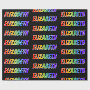 Papel De Presente Nome "ELIZABETH" do arco-íris; Divertimento &