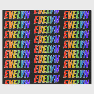 Papel De Presente Nome "EVELYN" do arco-íris; Divertimento &