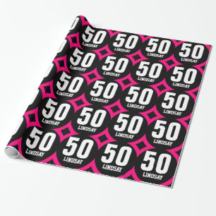 Papel De Presente Nome feito sob encomenda D02A do 50th aniversário