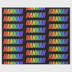 Papel De Presente Nome "HANNAH" do arco-íris; Divertimento &
