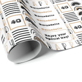 Papel De Presente Nome Idade Sentimento Retroativo Arco-Íris Marrom 