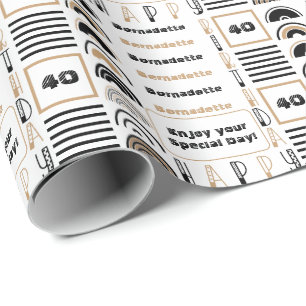 Papel De Presente Nome Idade Sentimento Retroativo Arco-Íris Marrom