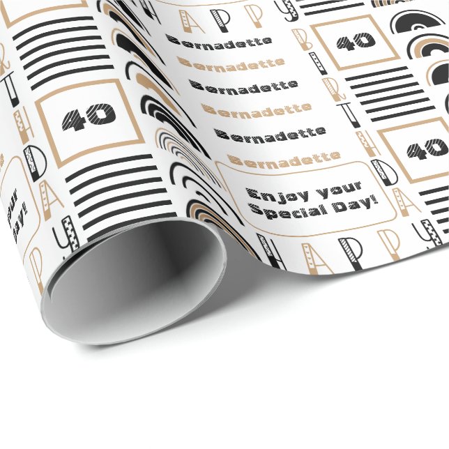 Papel De Presente Nome Idade Sentimento Retroativo Arco-Íris Marrom  (Ponta do rolo)