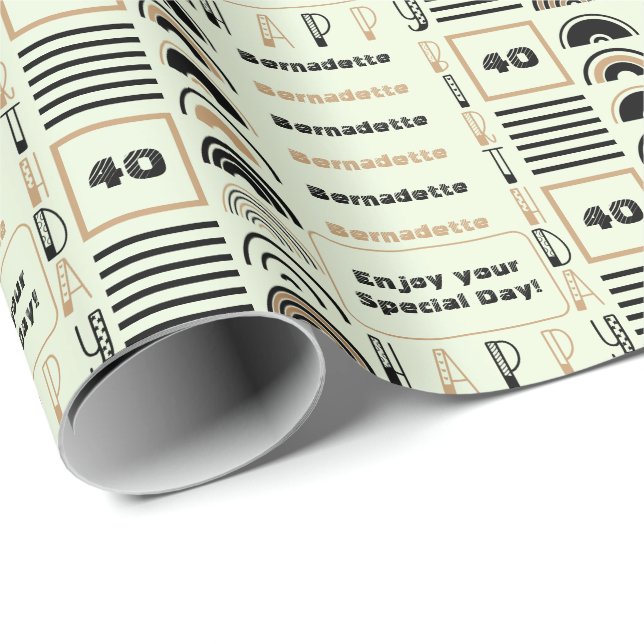 Papel De Presente Nome Idade Sentimento Retroativo Arco-Íris Marrom  (Ponta do rolo)