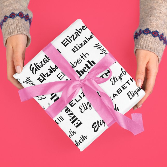 Papel De Presente Nome Iniciais Mensagem Padrão de Mensagem Presente (Name Initials Message Pattern Personalized Gift Wrapping Paper)