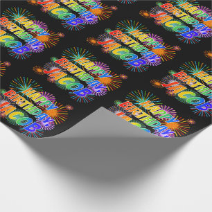 Papel De Presente Nome "JACOB", Diversão "FELIZ ANIVERSÁRIO"