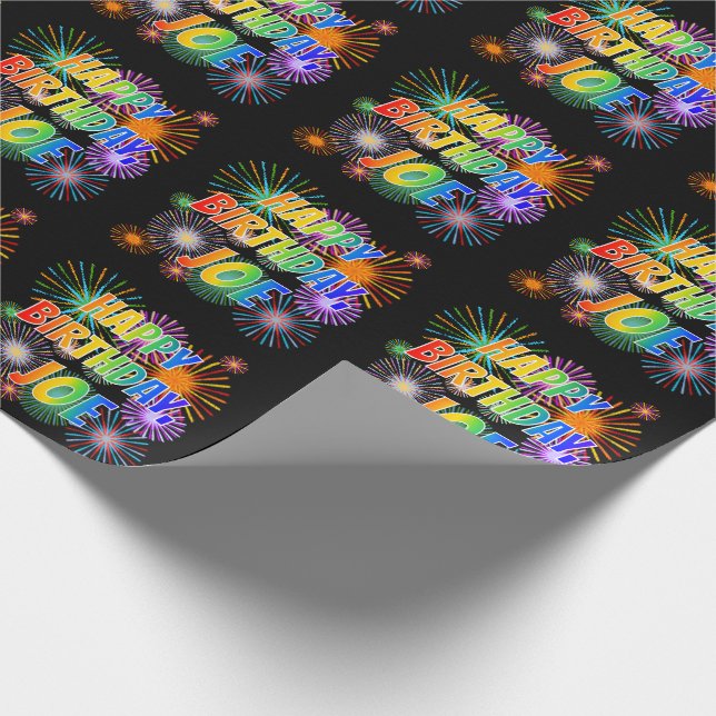 Papel De Presente Nome "JOE", Diversão "FELIZ ANIVERSÁRIO" (Ponta)