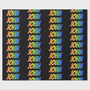 Papel De Presente Nome "JOHN" do arco-íris; Divertimento & colorido