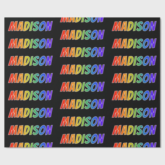 Papel De Presente Nome MADISON em primeiro lugar com Arco-íris; Dive (Aberto)