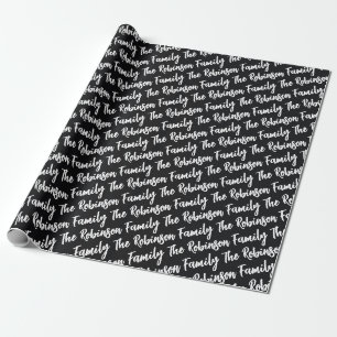 Papel De Presente Nome Moderno Personalizado Jet Black