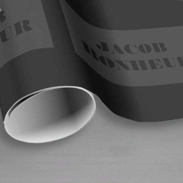 Papel De Presente Nome Moderno Profissional | Cinzas escuras e preta (Criador carregado)