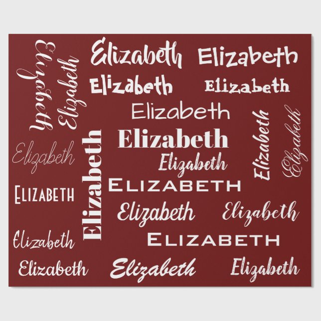 Papel De Presente Nome Monograma Inicial, Red White Gift Personaliza (Aberto)