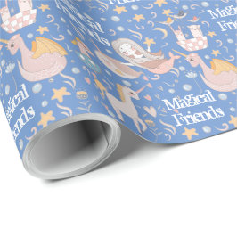 Papel De Presente Nome, Narval Sereia Unicórnio Dragão Pequena Impre