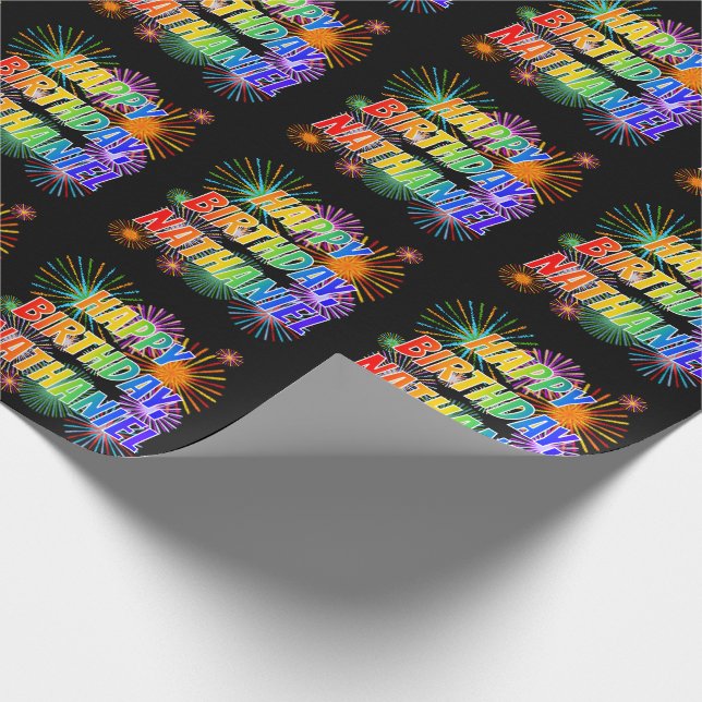 Papel De Presente Nome "NATHANIEL", Diversão "FELIZ ANIVERSÁRIO" (Ponta)