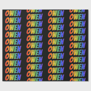 Papel De Presente Nome "OWEN" do arco-íris; Divertimento & colorido
