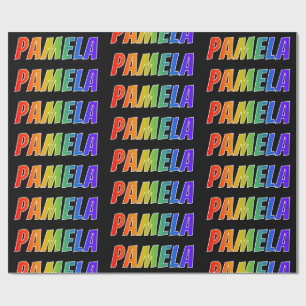 Papel De Presente Nome "PAMELA" do arco-íris; Divertimento &