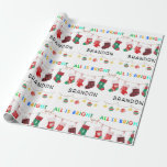 Papel De Presente Nome personalizado All Is Bright Christmas<br><div class="desc">Nome personalizado All Is Bright Christmas</div>