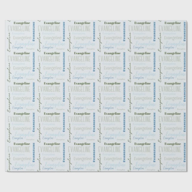 Papel De Presente Nome Personalizado Azul (Aberto)