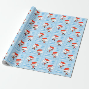 Papel De Presente Nome Personalizado Azul, Papais noeis de Patinaç