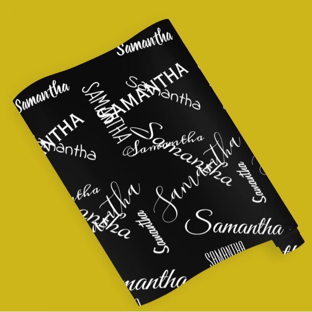 Papel De Presente Nome Personalizado Branco Preto Preto Preto (Criador carregado)
