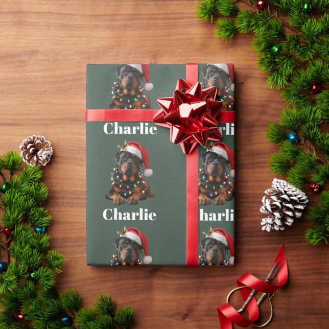 Papel De Presente Nome Personalizado Cachorro Rottweiler Natal  (Presente de Natal)