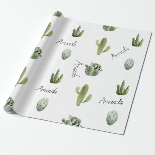 Papel De Presente Nome Personalizado Cactus Suculent Sudoeste
