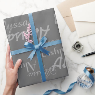 Papel De Presente nome personalizado cinzas