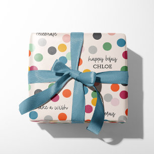 Papel De Presente Nome Personalizado   Confetes de Aniversário