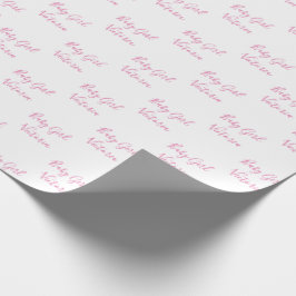 Papel De Presente Nome Personalizado Cor-de-Rosa do Script Baby Girl