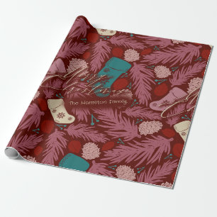 Papel De Presente Nome Personalizado Cozy Vintage Padrão Floral Nata