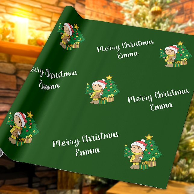 Papel De Presente Nome Personalizado da Árvore de Natal Merry Person (Criador carregado)