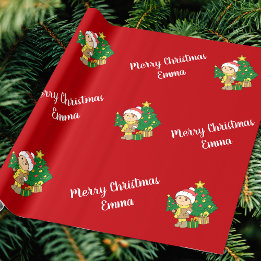 Papel De Presente Nome Personalizado da Árvore de Natal Merry Person