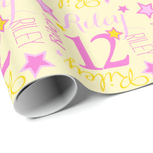 Papel De Presente nome personalizado da estrela 12 de aniversário a