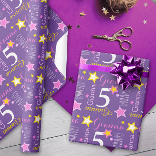 Papel De Presente nome personalizado da estrela de 5 aniversário co